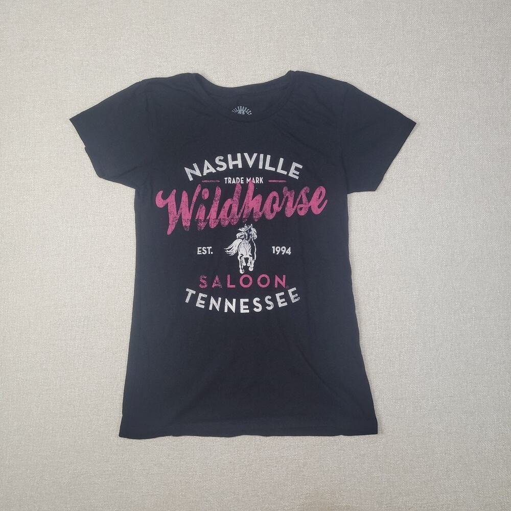 Nashville Wildhorse Saloon Graphic Tee - Black with Pink & White Print